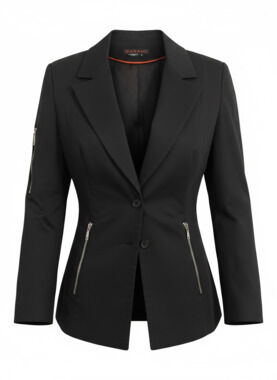 Barami Black Zipper Blazer Office Siren Dark Feminine Tailored Jacket Size 6